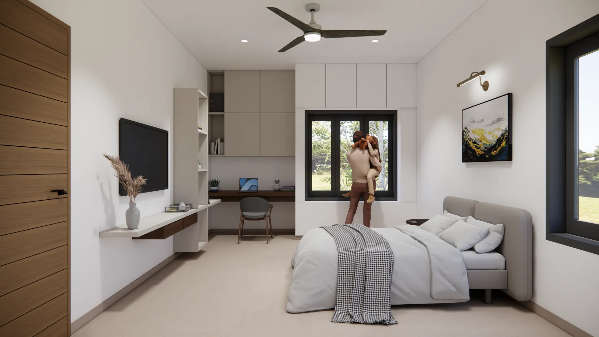Bedroom with study corner — 4 BHK luxury villa South Bangalore